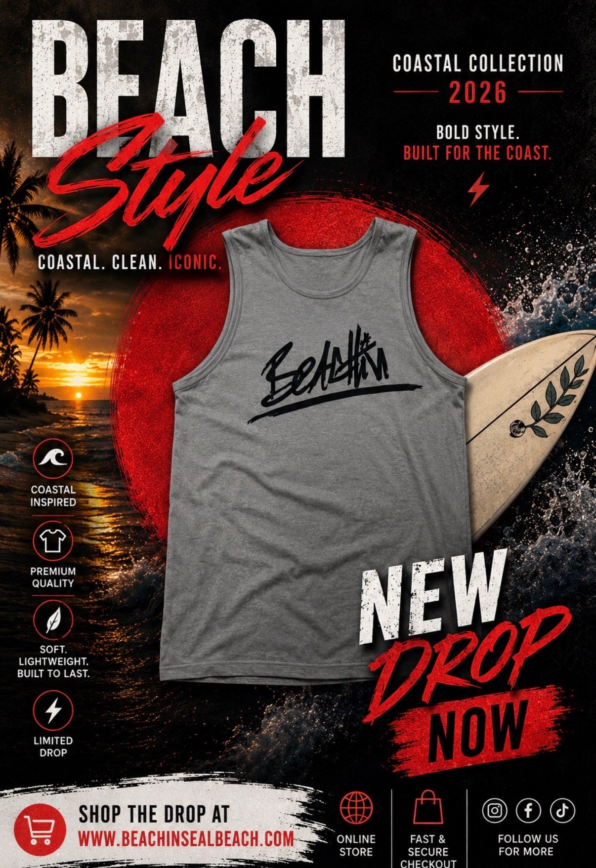 Beachin Graffiti logo tank