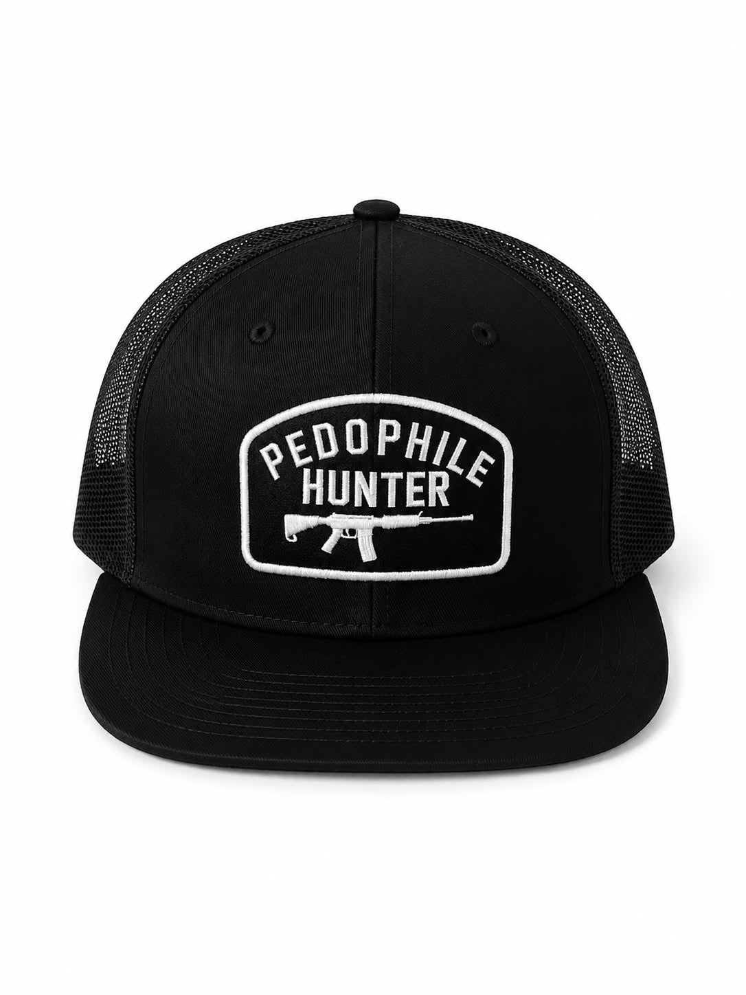 PEDOPHILE TRUCKER HAT BLACK & WHITE