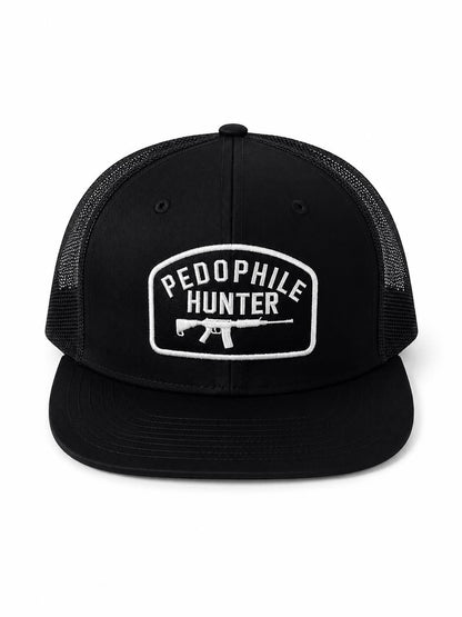 PEDOPHILE TRUCKER HAT BLACK & WHITE