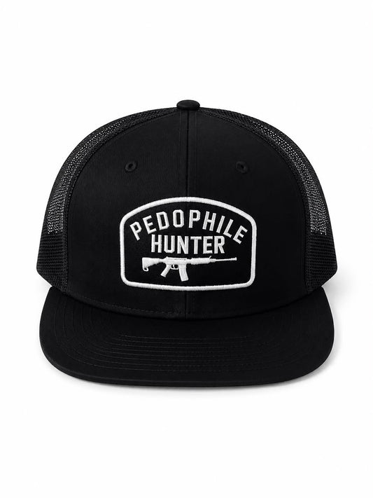 PEDOPHILE TRUCKER HAT BLACK & WHITE