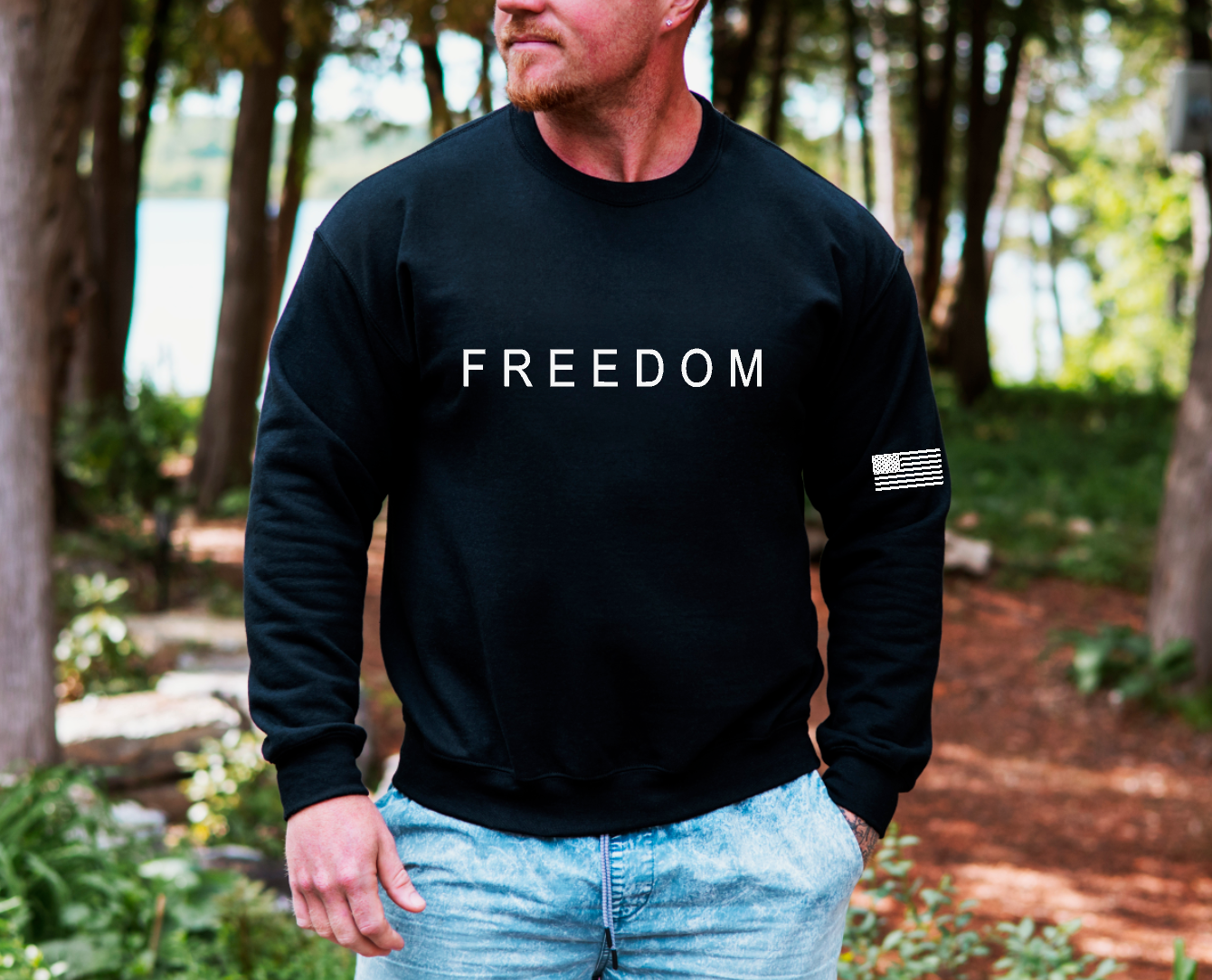 FREEDOM Crew neck Sweatshirt Black